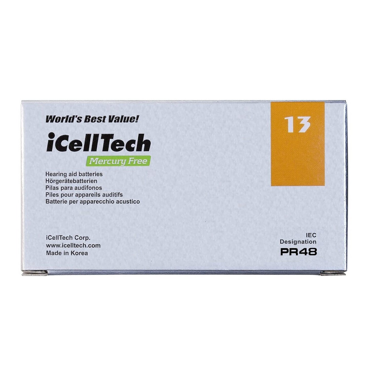 iCellTech 補聴器用電池 (60 個入りボックス)