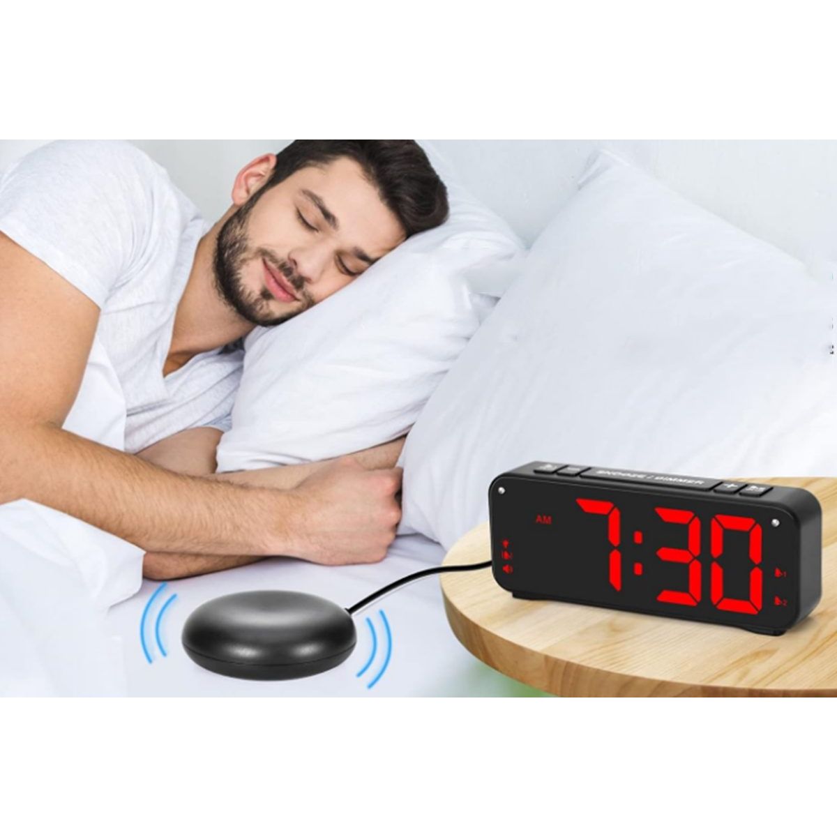 Vibrating 3 in 1 Alarm Clock with Mini Bedshaker